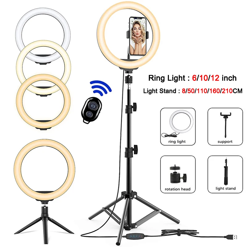 Luz do anel do diodo emissor de luz com 0.8/1.1/1.6/2.0m luz anel suporte regulável selfie anel lâmpada com telefone clipe para tiktok youtube maquiagem ao vivo Luz do anel do diodo emissor de luz com 0.8/1.1/1.6/2.0m luz anel suporte regulável selfie anel lâmpada com telefone clipe para tiktok youtube maquiagem ao vivo