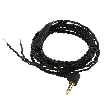 

Earphone o Cable Repair Replacement 3.5mm TRS Jack DIY Elbow Headphone 4 Copper Core Wire with Mic Volume Control(Black)