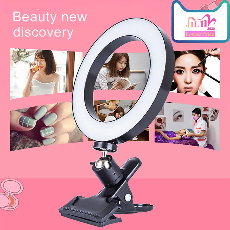 

6/8/10 inch Protable Dimmable 72 LED Selfie Ring Light w/Clip Stand For Mobile Phone For Tiktok Youtube Live Streaming USB Lamp