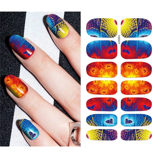 Nail Stickers For Nails Sliders 3D Color Water Transfer Nail Sticker Creativity Decoration Art Necklace Pattern Dreamcatcher YSD077