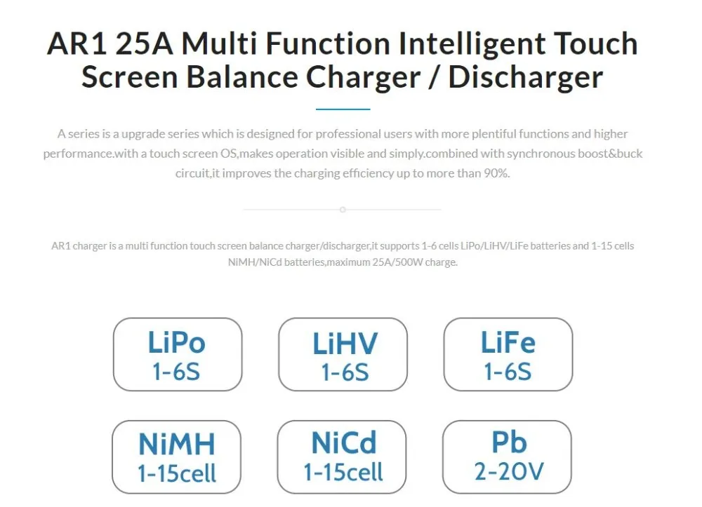 Ev-peak Multi Função Inteligente Touch Screen Balance Carregador - Descarregador Ar1 25a 3 EV-PEAK ar1 25a multi função inteligente touch