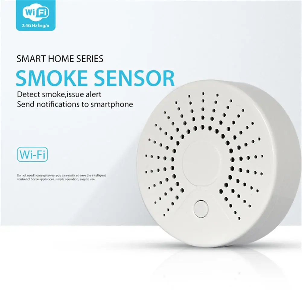 WiFi умный детектор дыма беспроводной датчик пожарного дыма датчик температуры для домашней охранной сигнализации приложение управление