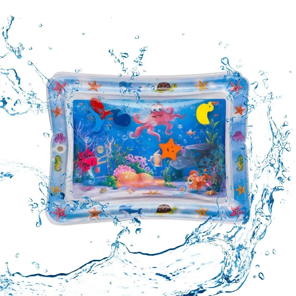 Inflatable Baby Water Mat Fun Activity Play Center for Children Infants with 6 Movable Small Animals