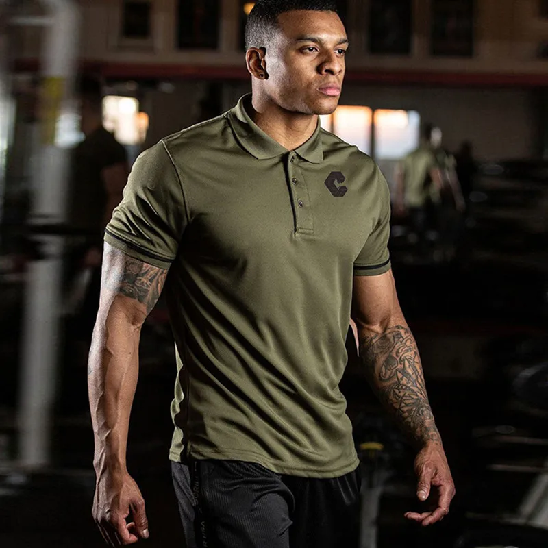 2019 New Summer Brand Polo Shirt Men Joggers Quick-drying Printing Casual Short Sleeve Bodybuilding shirt Tops Fitness Clothing 2019 New Summer Brand Polo Shirt Men Joggers Quick-drying Printing Casual Short Sleeve Bodybuilding shirt Tops Fitness Clothing