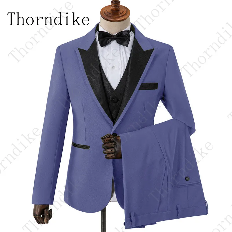 Thorndike, известный бренд, мужские костюмы, свадебные, для жениха, на заказ, 3 штуки(пиджак+ жилет+ брюки), приталенный, Повседневный, смокинг, мужской костюм