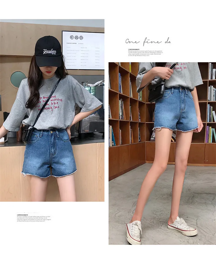 AliExpress для фотосессии, высокая талия, Джинсы женские, лето, корейский стиль, шорты для студентов, шикарные, универсальные шорты