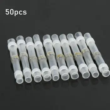 

50x White Solder Seal Sleeve Heat Shrink Butt Wire Connectors Terminals 26-24AWG