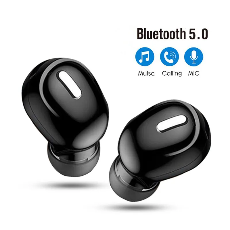 Mini In-Ear 5.0 Bluetooth Earphone HiFi Wireless Headset Mic Sports Earbuds Handsfree Earphones For Xiaomi For Huawei For iphone