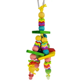 

Pet Bird Acrylic Wooden Blocks Chew Toys Parrots Colorful Hanging String Toys with Bells Hot