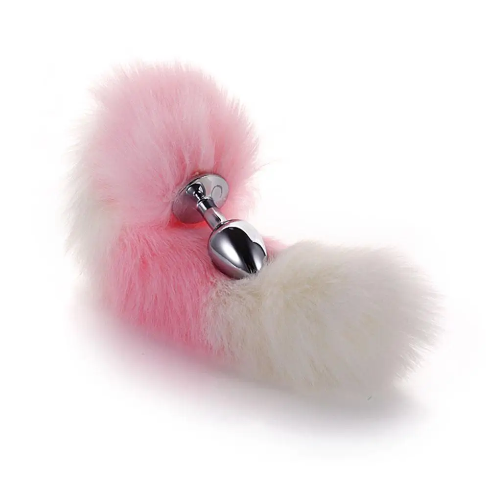 Movconly 40CM Fox Tail Anal Plug with Big Real Crystal Fox Tails Metal Butt Plug Couple Sex Toys Erotic Cosplay Tail
