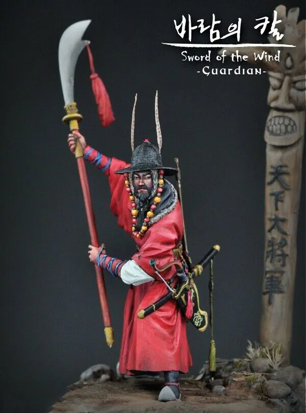 

New Unassembled 1/24 75mm ancient Samurai Guardian with big base Resin Figure Unpainted Model Kit