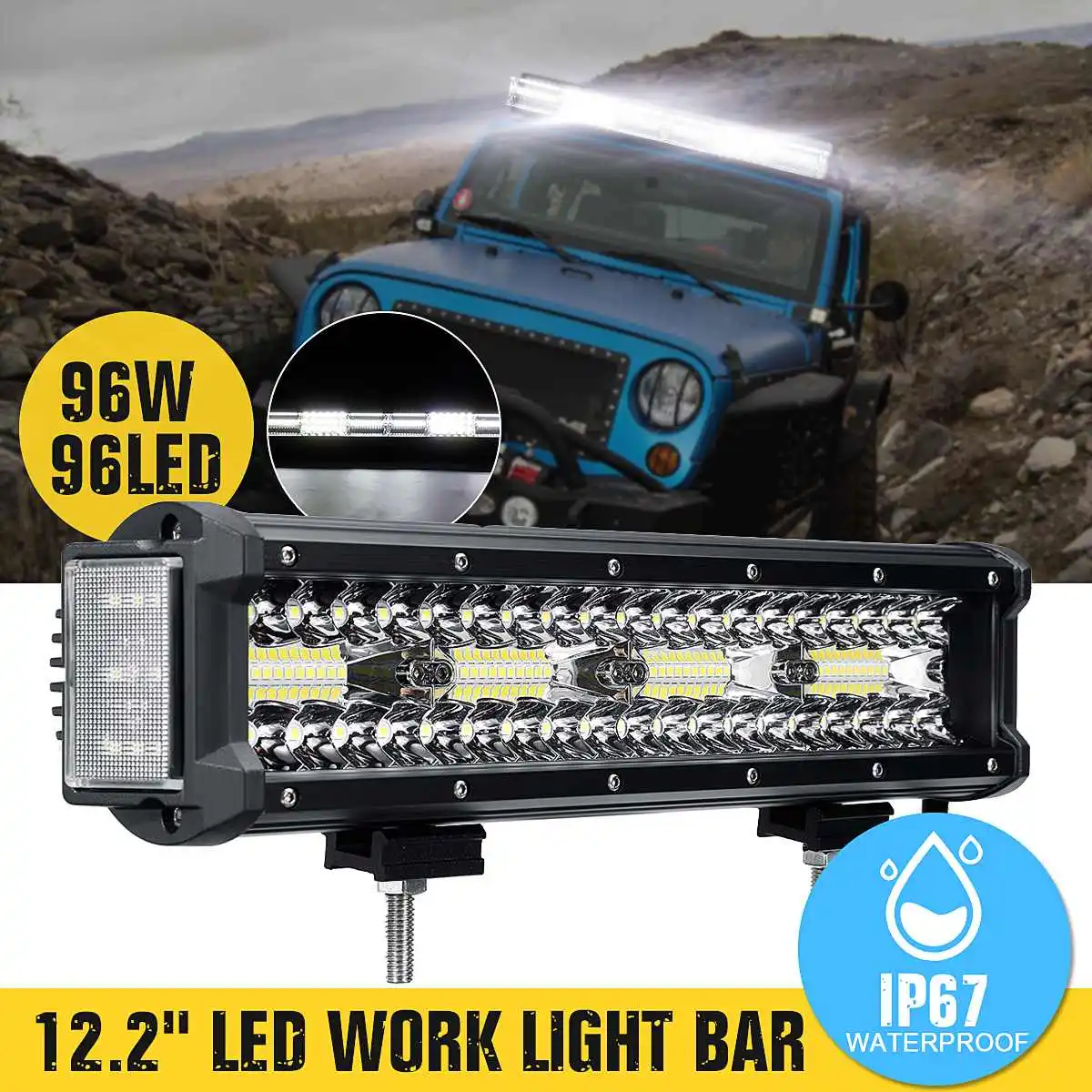 

12.2Inch 96W IP67 Work Light Bar Combo Driving Lamp Offroad SUV ATV UTV 4WD