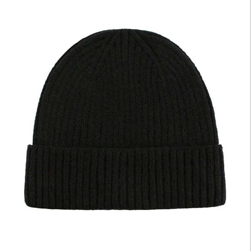 Knitting Vertical Stripes Unisex Beanie Hat Simple Casual Tide Crimping Dome Autumn Winter Hat Adult Cap designer skully hat