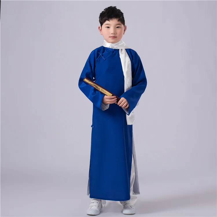 Details about   Chinese Mens Ancient Mandarin Robe Long Gown Ip Man Costume Stage Dress @sp01