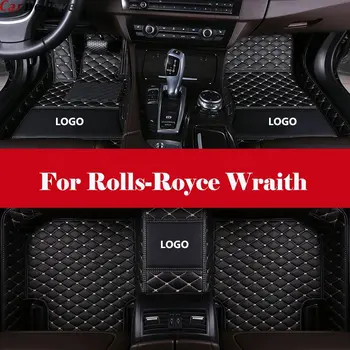 

All Weather Car-Styling Custom Luxury Leather Waterproof Floor Mats Logo Stripe Leather Carpets For Rolls-Royce Wraith