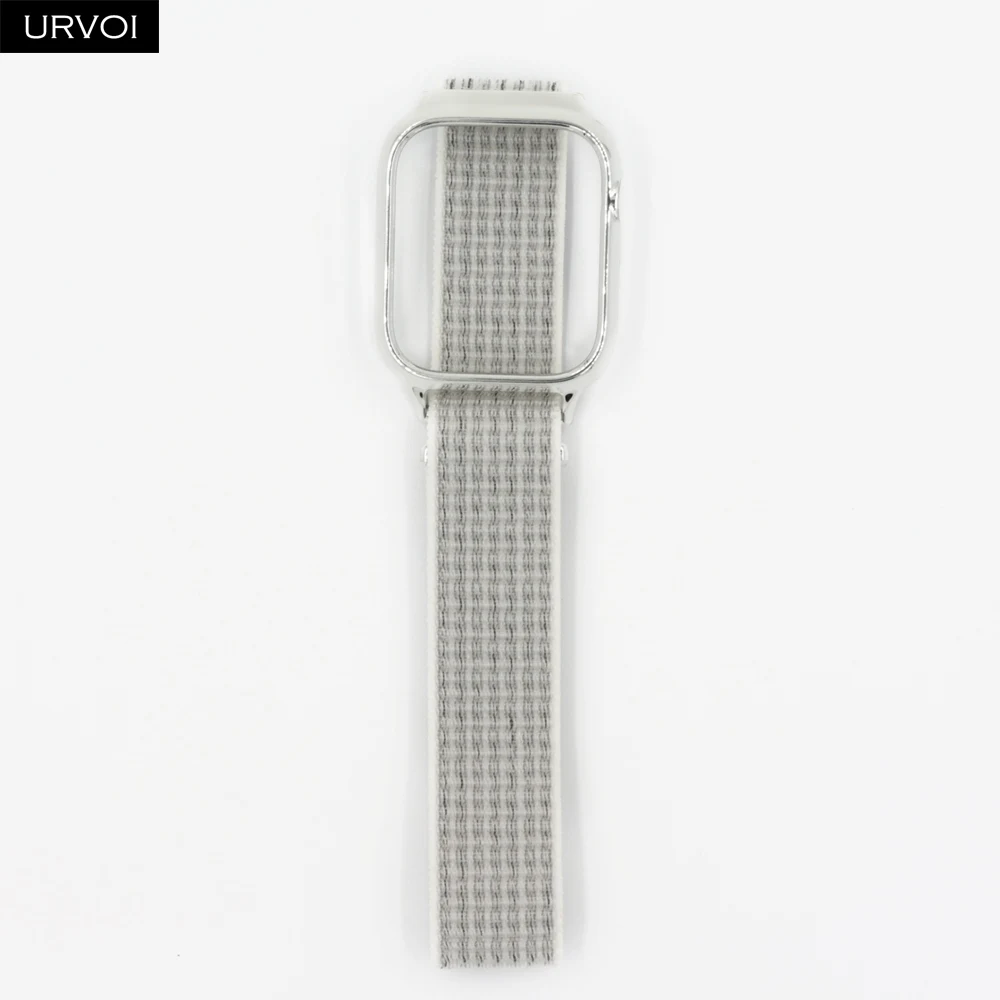 URVOI Спортивная петля для apple watch series 54 3 2 1 полоса светоотражающий ремешок для iwatch с корпусом ПК тканый нейлоновый дышащий ремешок - Цвет ремешка: N summit white