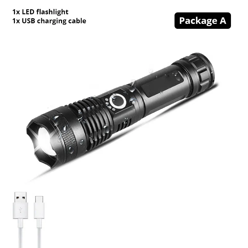 Package A Супер яркий XHP50 светодиодный велосипедный фонарь USB Перезаряжаемый Водонепроницаемый зум велосипед свет 5 режимов освещения подходит для ночной езды - Цвет: Package A