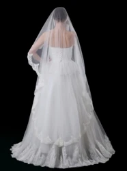 1.5 Meter White Wedding Veils Short One Layer Bridal Veil Appliques Lace Edge  Wedding Accessories 2020