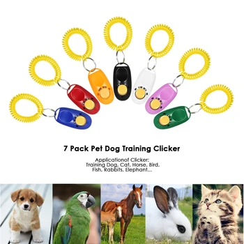 

New 7 Pack Pet Dog Training Clicker Trainer Aid Wrist Clicker Tool for Dog with Wrist Strap