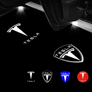 

2PCS HD LED Welcome Lights For Tesla Model 3 Model S Model X Side Door Decorative Signal Lamp 6000K LED 3D Symbol Shadow Light