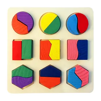 

Montessori Toys Early Childhood Wooden Jigsaw Puzzle Geometric Shape Board Cognitive Matching Board Game Gift for Baby Kids
