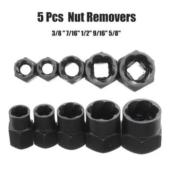 

5Pcs 10-16mm Threading Tool Damaged Bolt Nut Remover Screwdriver Stud Extractor Socket Black Head Nuts for Impact drivers wrench