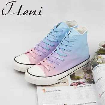 

Tleni 2019 new canvas shoes female casual high help hand-painted shoes personality student female sports shoes ZD-222