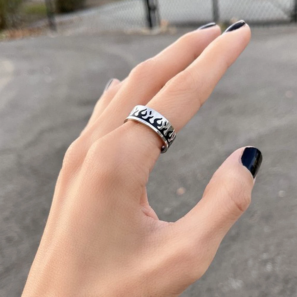 New Ins Hip-hop Punk Stainless Steel Butterfly Flame Ring Vintage Gothic Star Cross Rings For Women Men Couple Fashion Jewelry - Image 6