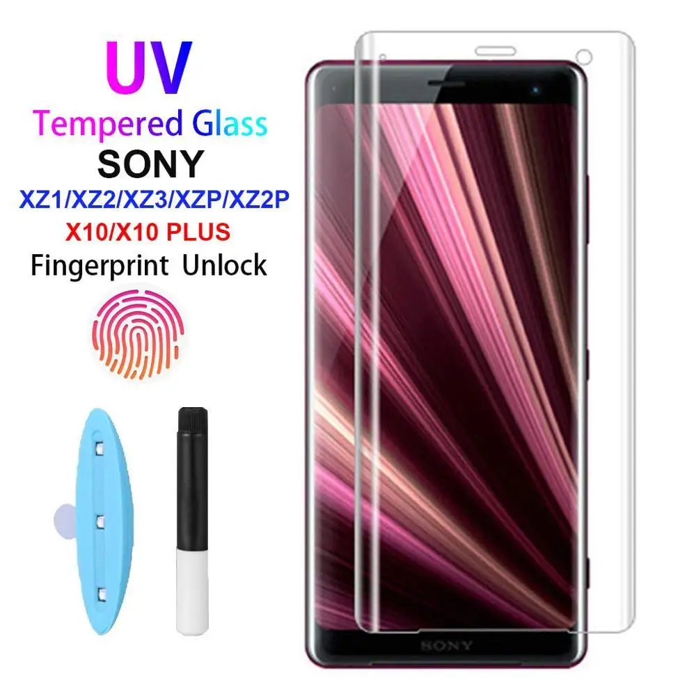 

3D Curved Edge Tempered Glass For SONY Xperia 10 10 PLUS XZ XZ2 Premium UV Glass Glue For XZ1 XZ2 XZ3 X10 X10+ Screen Protector