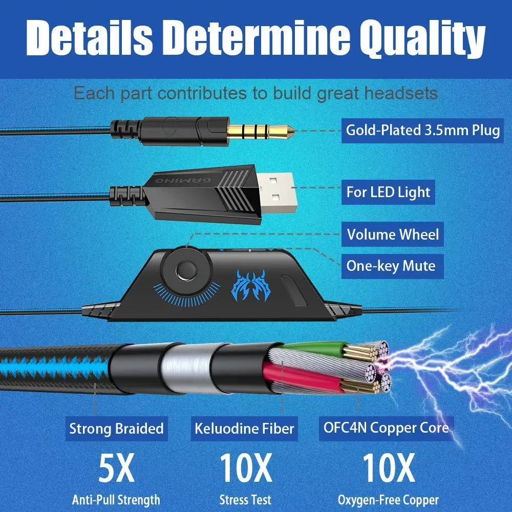 Gaming Headset Big Headphones Luminous With Light Mic Stereo Earphone Deep Bass For PC Computer Gamer Laptop PS4 Headphone Sport
