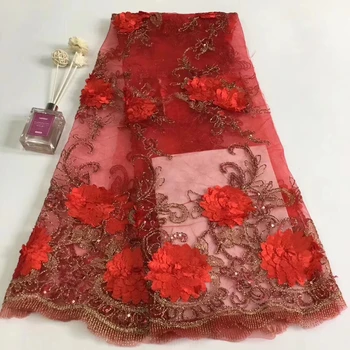 

Sequin Lace Fabric Latest Lace Fabric Embroidery African 3d Lace Fabric 2020 High Quality Lace Nigerian Party Dress T31141