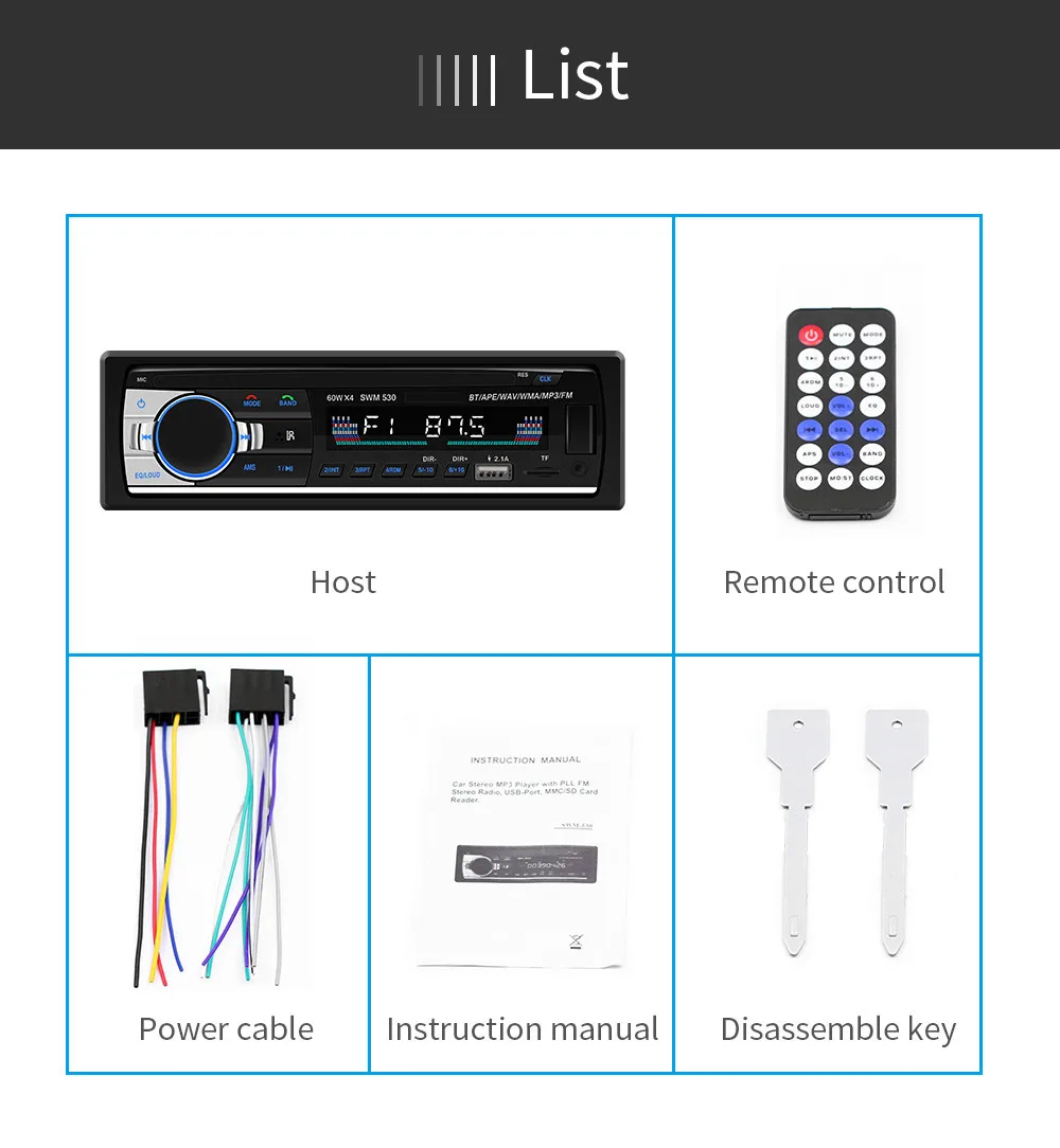 Bluetooth V2.0 JSD-520 oto teypleri Авто Стерео Автомагнитола 1din 12V In-dash 1 Din FM Aux SD USB MP3 автомобильный аудио плеер