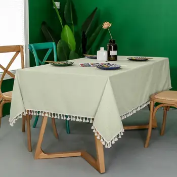 

Cotton Tassel Table Cloth Rectangular Printed Tablecloth Home Kitchen Decor Elegant Table Cover Wedding Event Party Home Textile