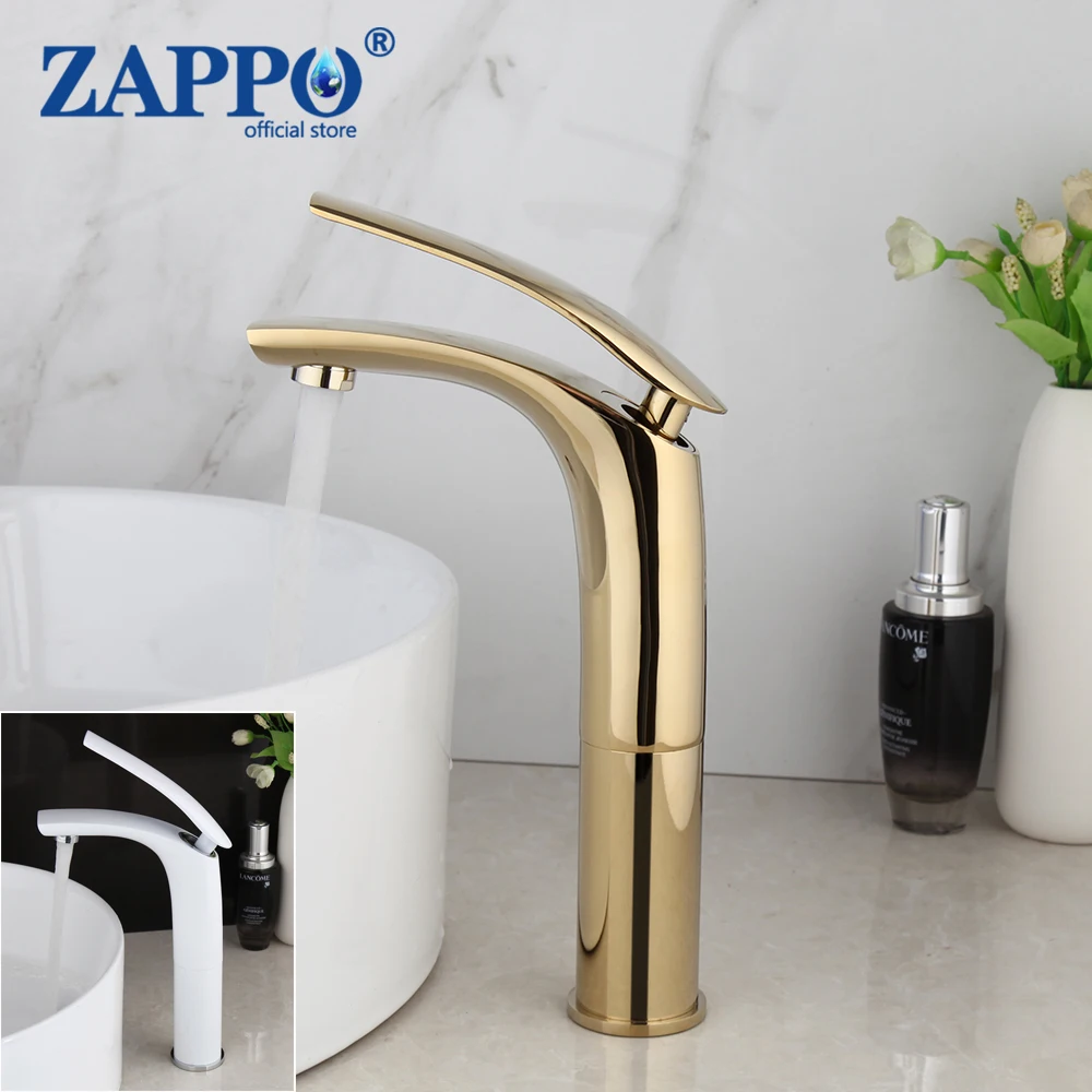 ZAPPO Роскошные Смесители для раковины Золотой смеситель ванной комнаты Водопад