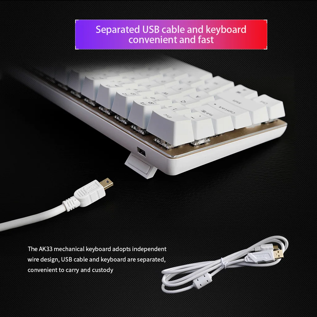 AJAZZ RGB Mechanical Keyboard Mini 82 Keys Layout Blue Black Switches Wired