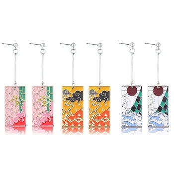 

2020 Anime Demon Slayer Kimetsu no Yaiba Earrings Metal Tanjirou Cosplay Ear Clip Earrings for Women Men 1:1 Custom Jewelry