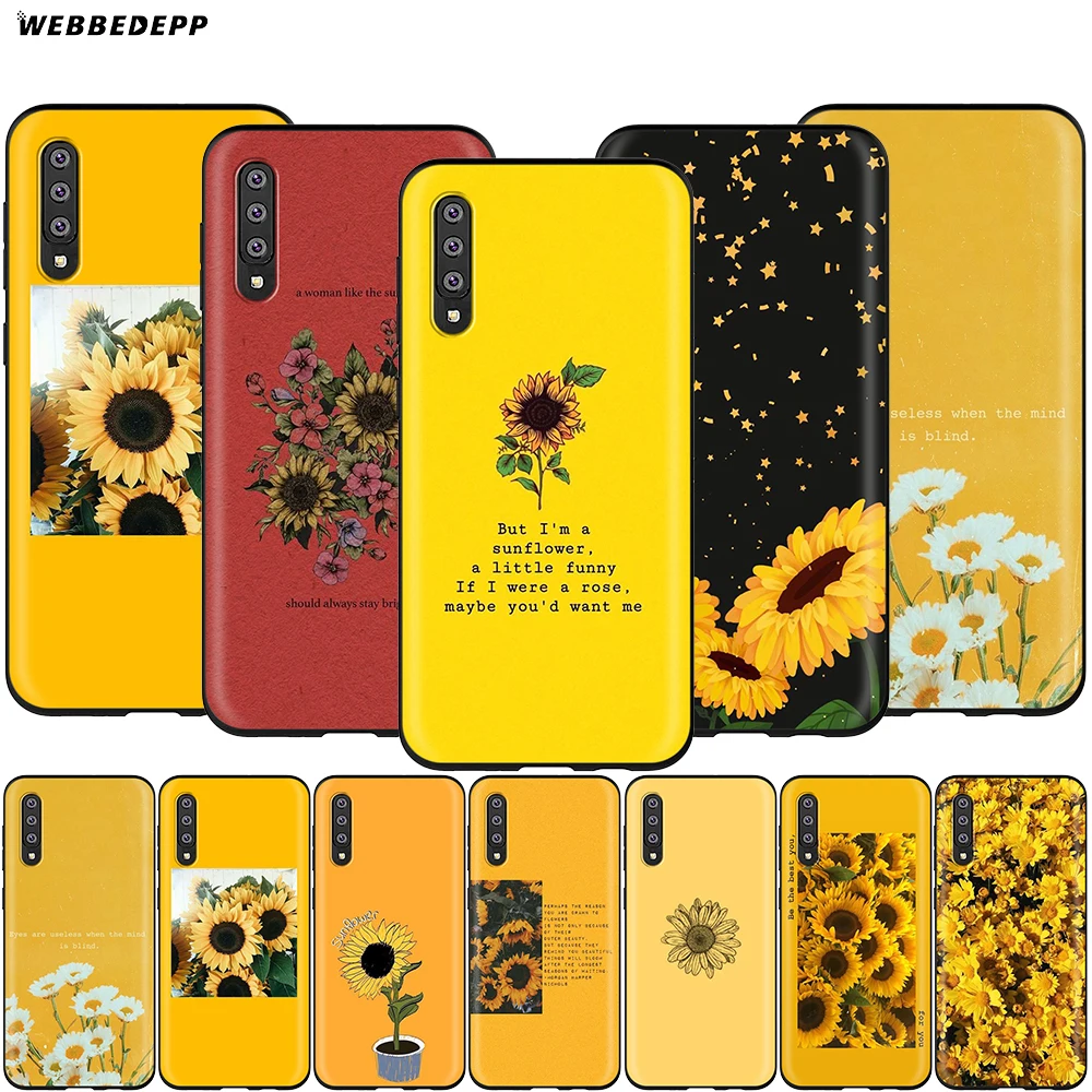 

Webbedepp Beauty Yellow Sunflower Case for Samsung Galaxy S7 S8 S9 S10 Plus Edge Note 10 8 9 A10 A20 A30 A40 A50 A60 A70