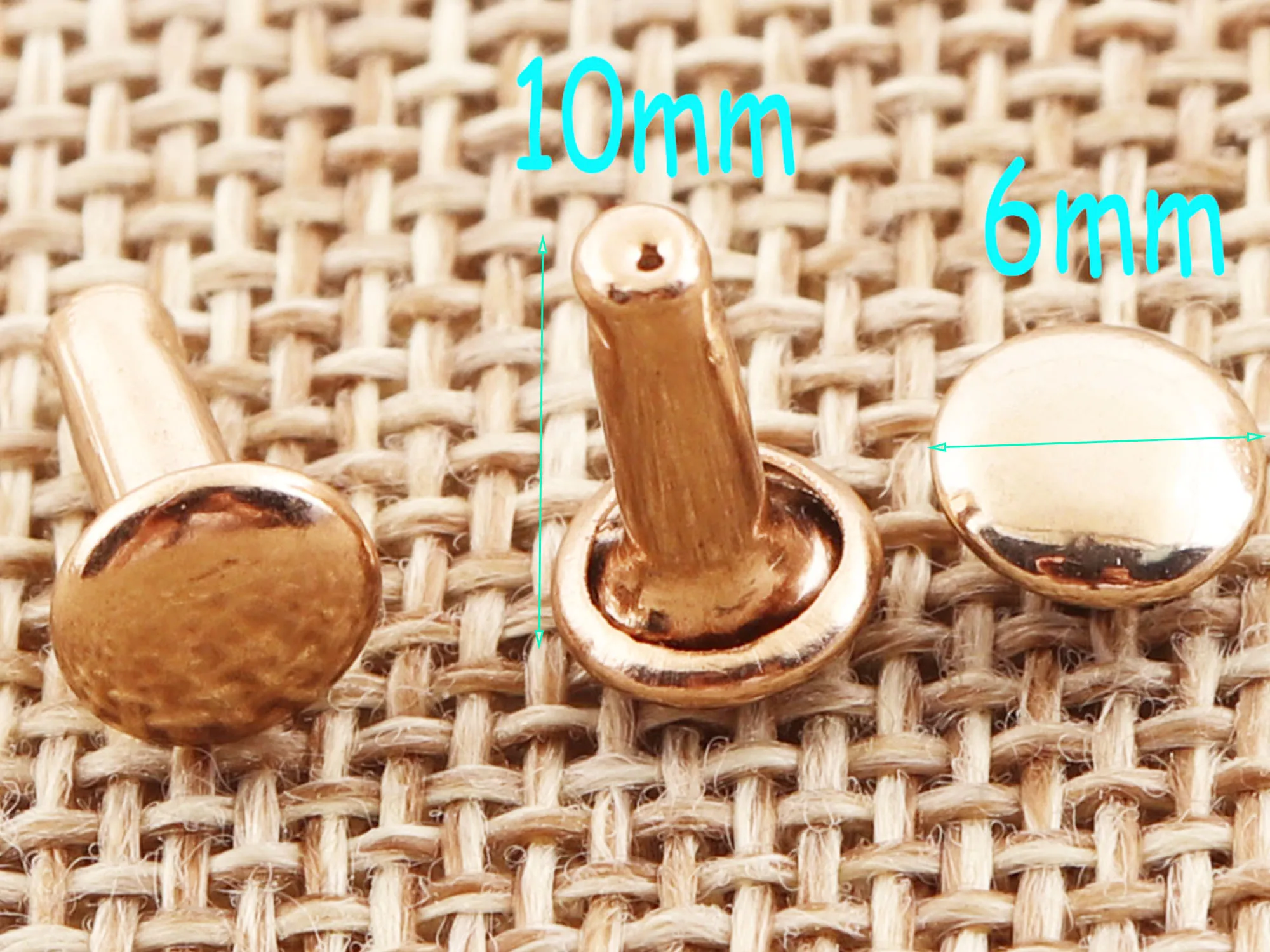 100 Sets Pale Gold Double Cap Rivet Round Studs Leather Craft Rivet Id