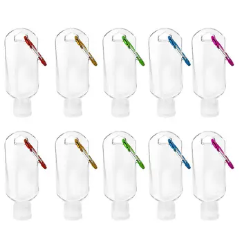 

5pcs Portable 30ml/50ml/60ml Travel Plastic Clear Flip Cap Spray Key chain Bottles Squeezable Liquid Gel Refillable Containers