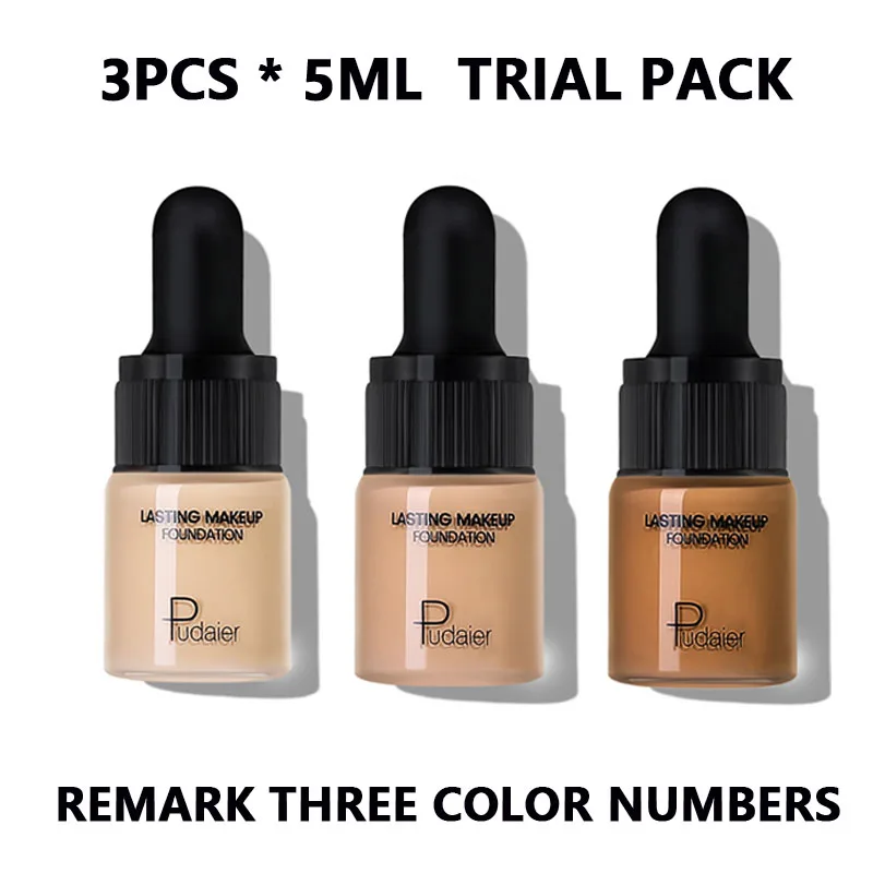 3pcs 5ml Trial Pack Pudaier, основа для лица, Жидкая Основа макияжа, крем, матовая основа, основа, основа для лица, консилер, косметика, Прямая поставка, макияж - Цвет: 3pcs 5ml Trial Pack