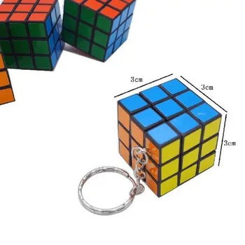 

3CM Kids IQ Gift 3x3x3 Educational Decompression Magic Cube Keychain Plastic ABS Mini Key chain ring Key Ring