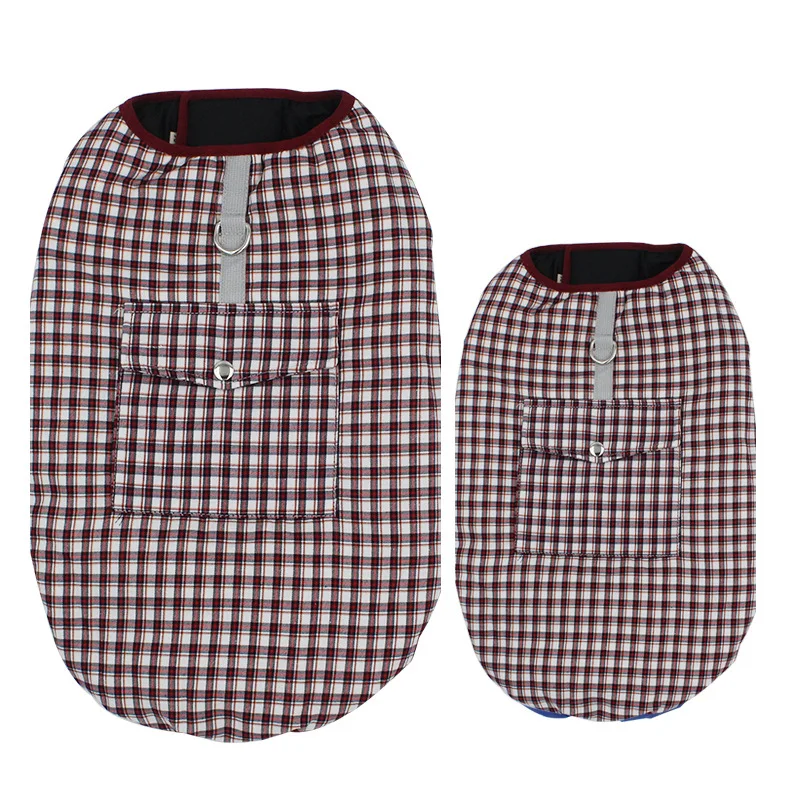 Plaid Coffee Зимняя одежда для собак, хлопковое Стеганое пальто, теплая водонепроницаемая одежда для маленьких собак, золотистый ретривер, одежда для больших собак, куртка - Цвет: Plaid Coffee