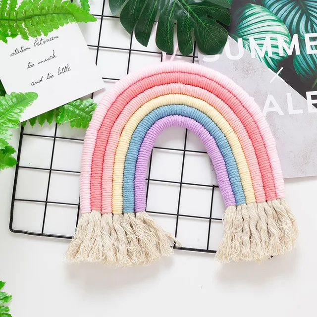 DIY Rope Rainbow Wall Hanging Decoration Handmade Woven Rainbow Decoration Nordic Baby Room Accessories Living Room Home Decor 5