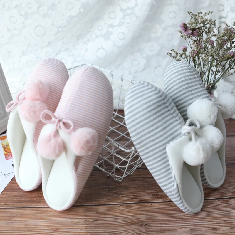 

MF Autumn And Winter Slippers Indoor Anti-slip Warm Cotton Slippers Soft-Sole Mute Home Slippers Girl'S Household Drag