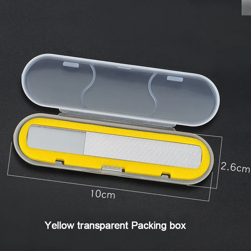 ANGNYA 1Pcs Professional Nano Glass Nail File Transparent Buffer Block Shiner Manicure Sanding Polishing Grinding Nail Art Tools - Цвет: Yellow Packing box