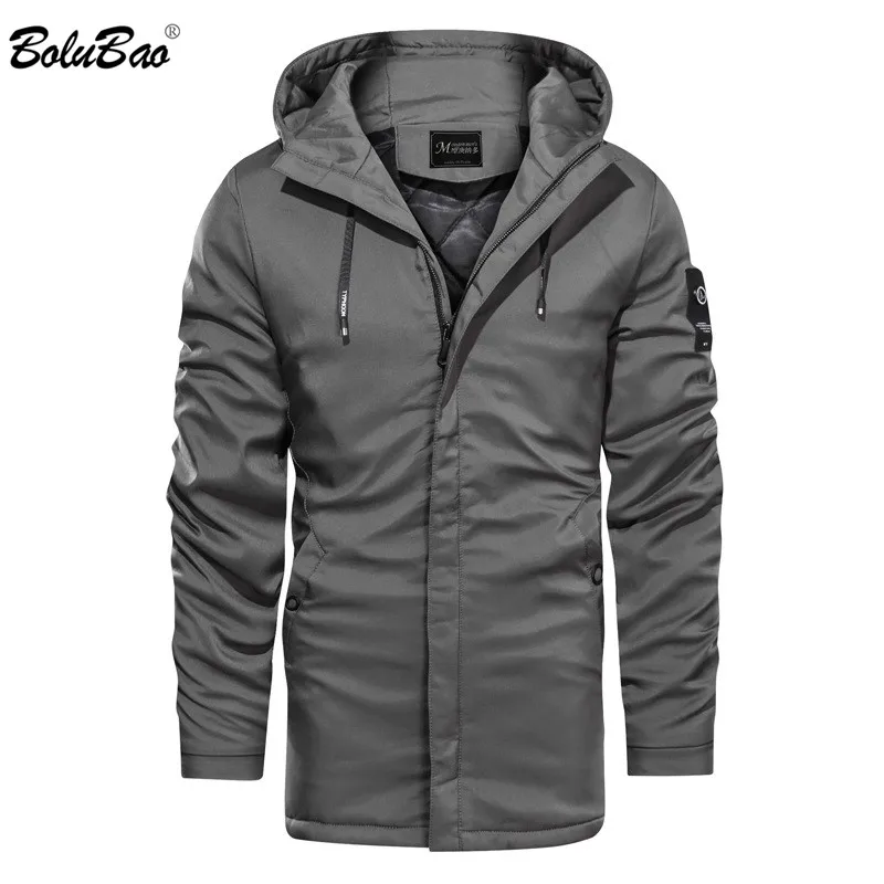 

BOLUBAO Quality Brand Men's Fashion Parka Coat Men Solid Color Long Section Warm Overcoat Male Hooded Long Sleeve Parka Coats