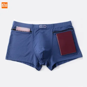 

New 4pcs Xiaomi mijia anti-theft panties for men Comfortable breathable underwear double zipper pocket Pocket Boxer
