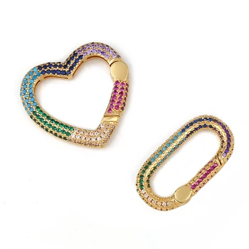 

OCESRIO Rainbow DIY Pendant Oval Carabiner Heart Screw Clasps Decoration For Mesh Chains Gothic Jewelry Making Supplies cspa005