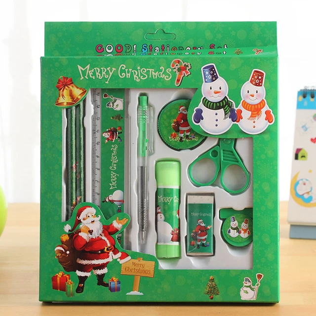 5pcs/Set Christmas Kids Stationery Set Children Pencil Ruler Eraser  Sharpener Set School Supplies Gifts Kindergarten Prizes - AliExpress