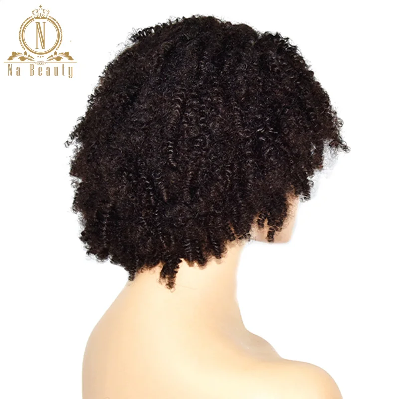 Афро кудрявый парик шнурка человеческих волос парики с челкой предварительно вырезанные 13x6 Синтетические волосы на кружеве парик для Для женщин Реми черные волосы на Красота
